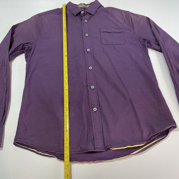 Descendant Of Thieves Dres Ladro Men’s Button Up Shirt Red Blue Check Medium 320 - Picture 3 of 6